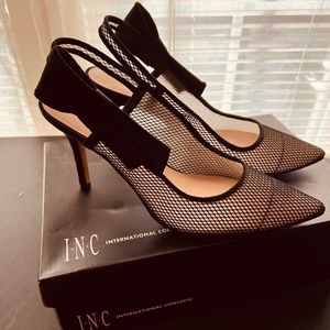 INC, size 9, Black Mesh Slingback , NEW